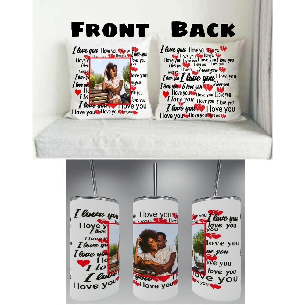 Valentine's Day tumbler and pillow bundle